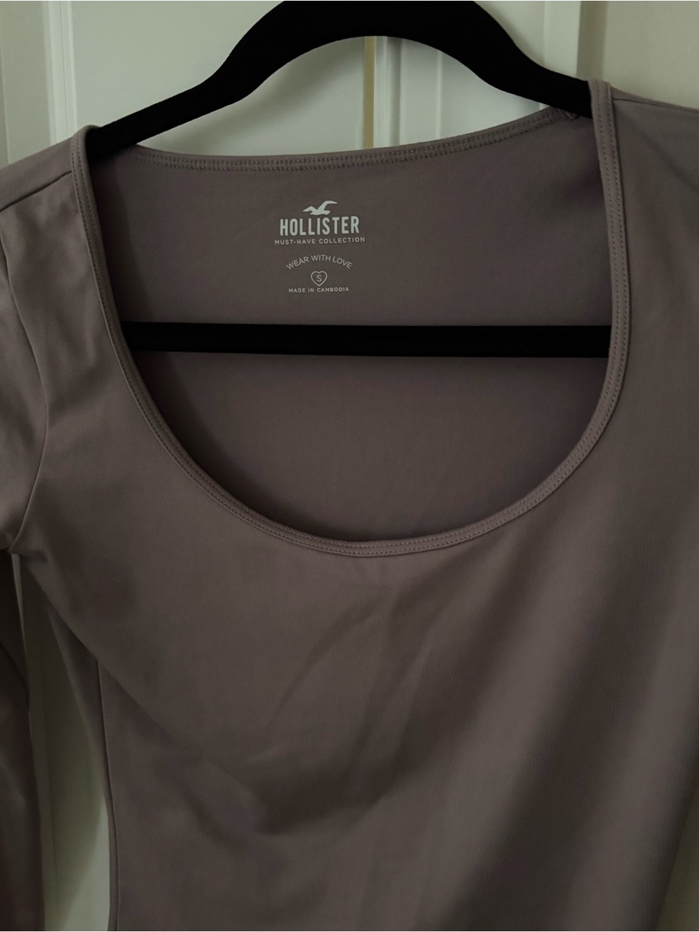 Hollister Women's Scoop Neck Long Sleeve Top - Mauve Taupe